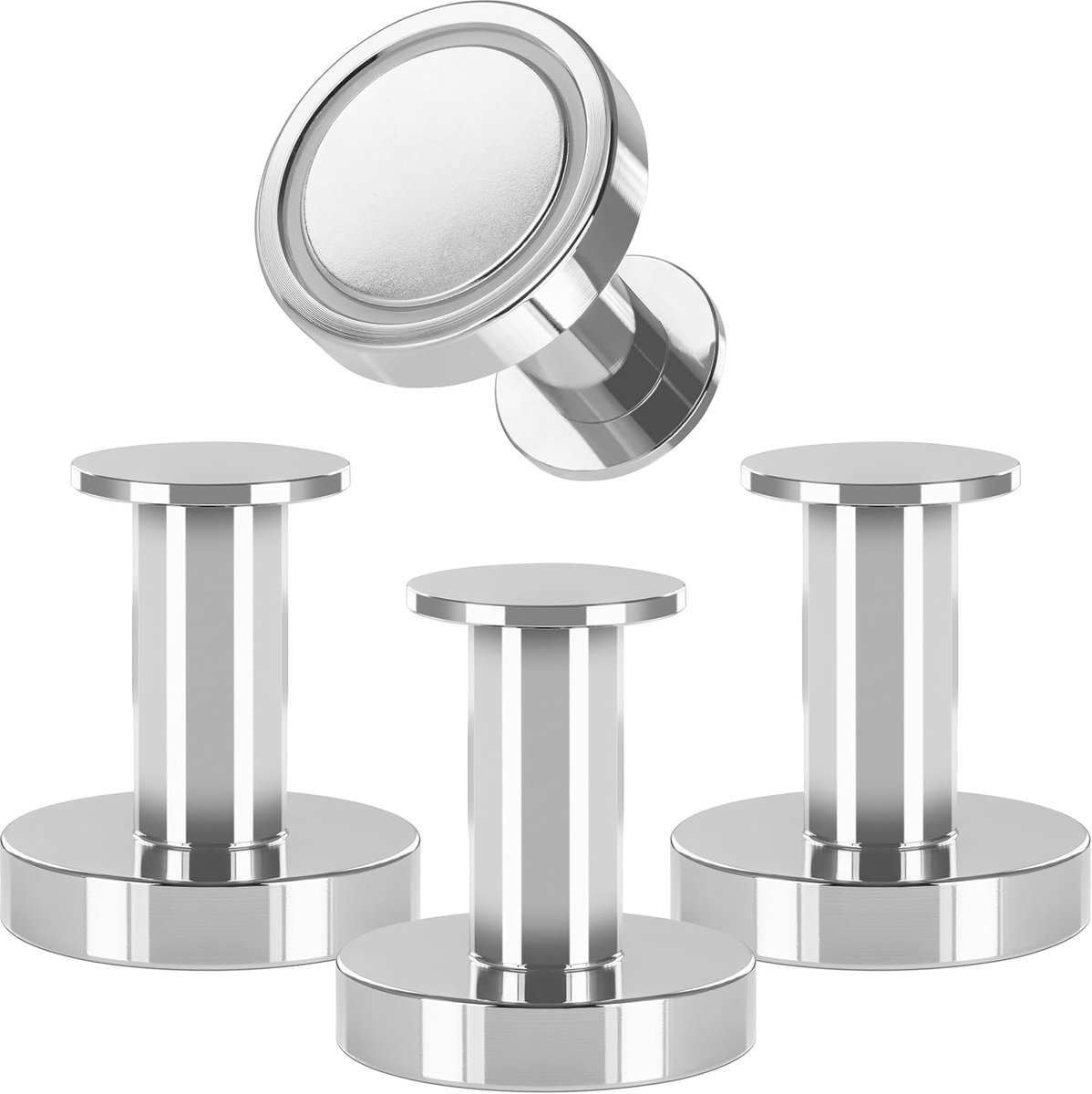 Ronde Magneethaak Extra Sterk, 4 Stuks Zilveren Neodymium Magneethaken, Voor Kledinghaken, Handdoeken, enz.