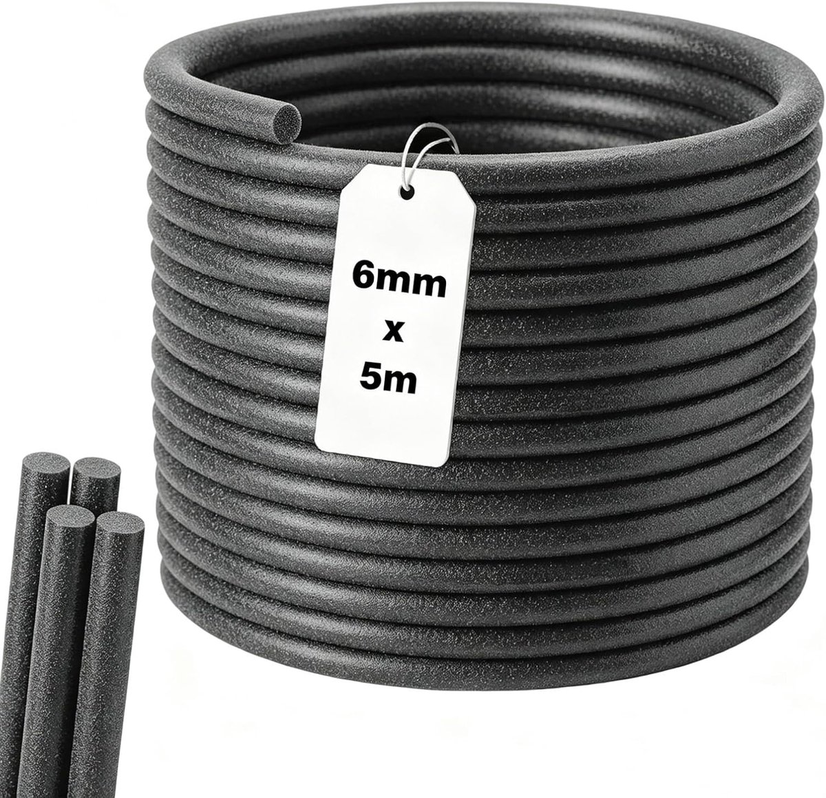 5m voegenvulprofiel Ø 6 mm PE rond koord | Waterdicht, verouderingsbestendig afdichtingskoord voor voegen aan muren, deuren, ramen en plafonds