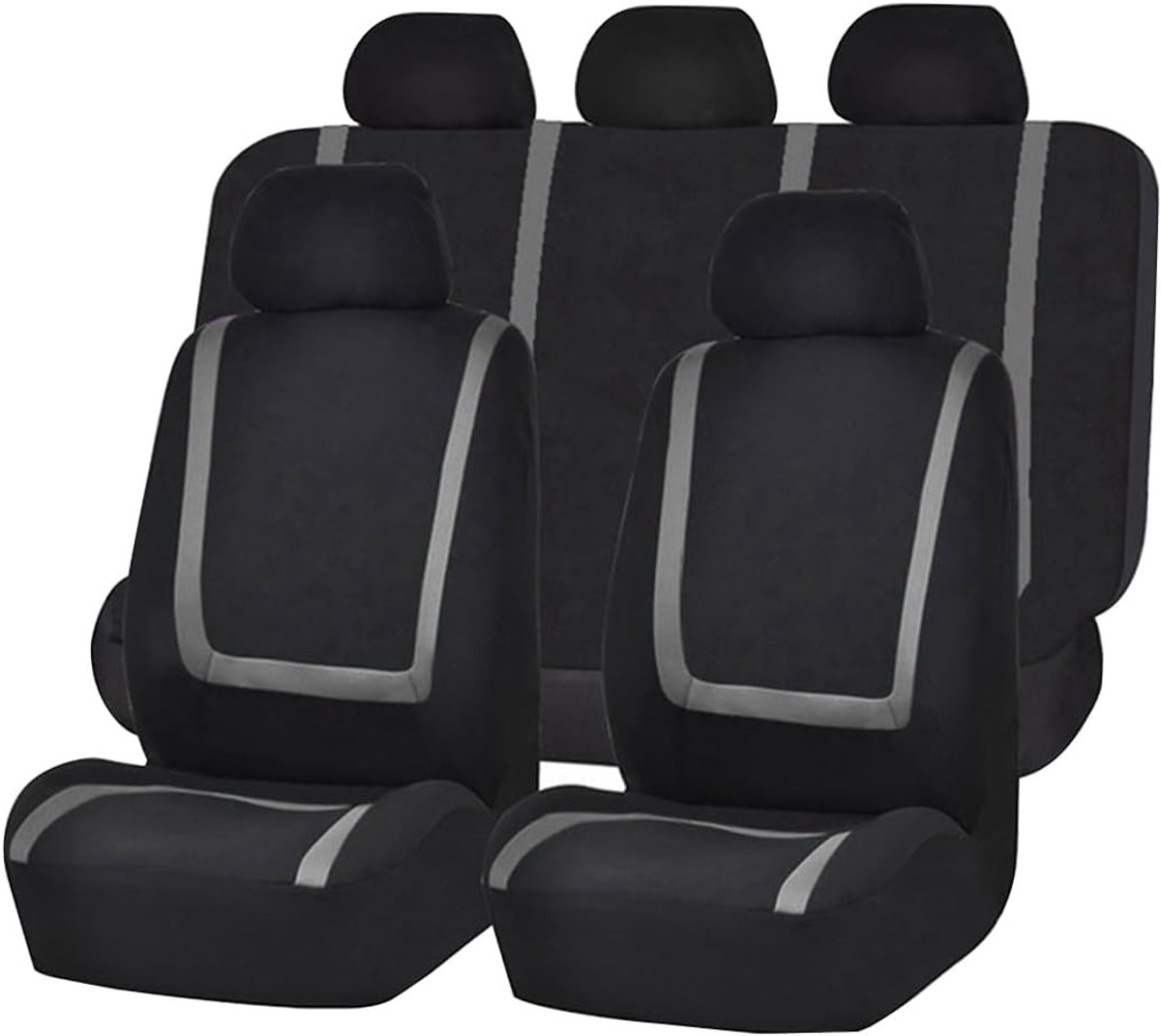 9 stuks klassieke autostoelhoezen, stoelbeschermer, autobeschermhoes, autostoel, autostoelhoezen, complete set, ideale pasvorm en perfecte bescherming voor autostoelen (Grijs)