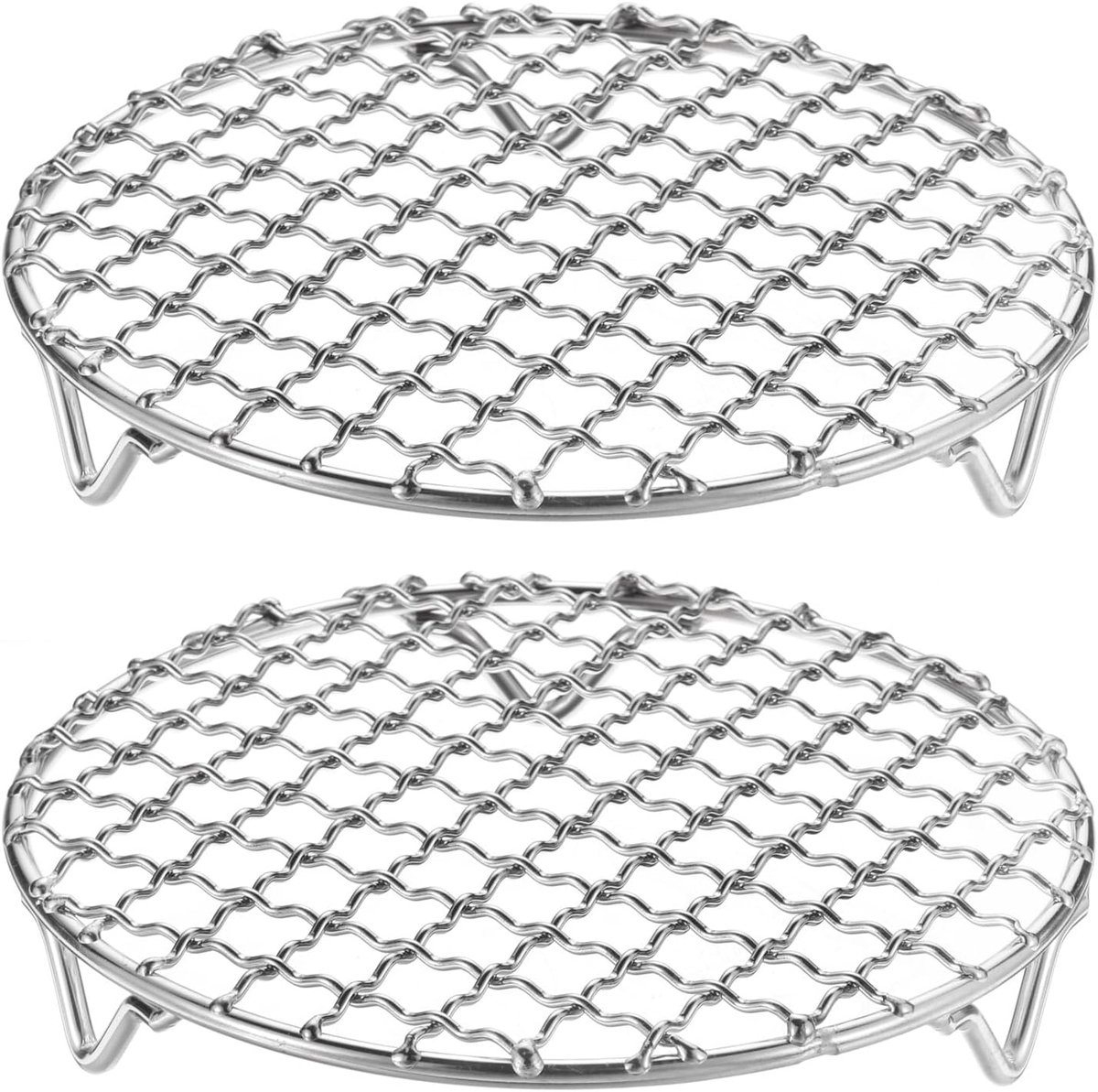 2 stuks grillrooster rond 5,9 inch 304 grillnet | 20 mm poten, voor koken, bakken, grillen, met kruisdraad van roestvrij staal