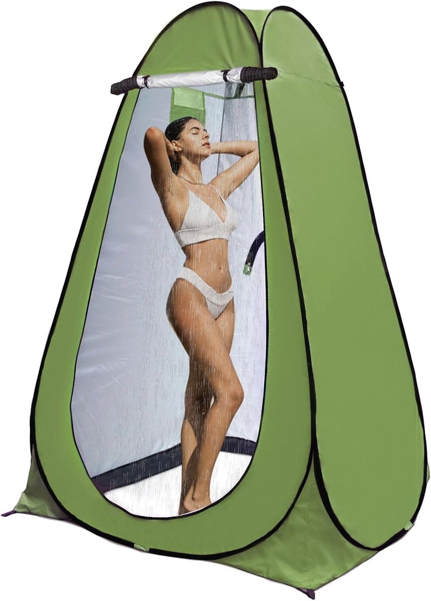 Camping Pop Up Toilettenzelt Multifunctionele Douche Mobiele Camping Toilet Tent, Opvouwbare Douchecabine Tent Douche Toilet Waterdicht, Draagbare Kleedcabine met Draagtas - Groen