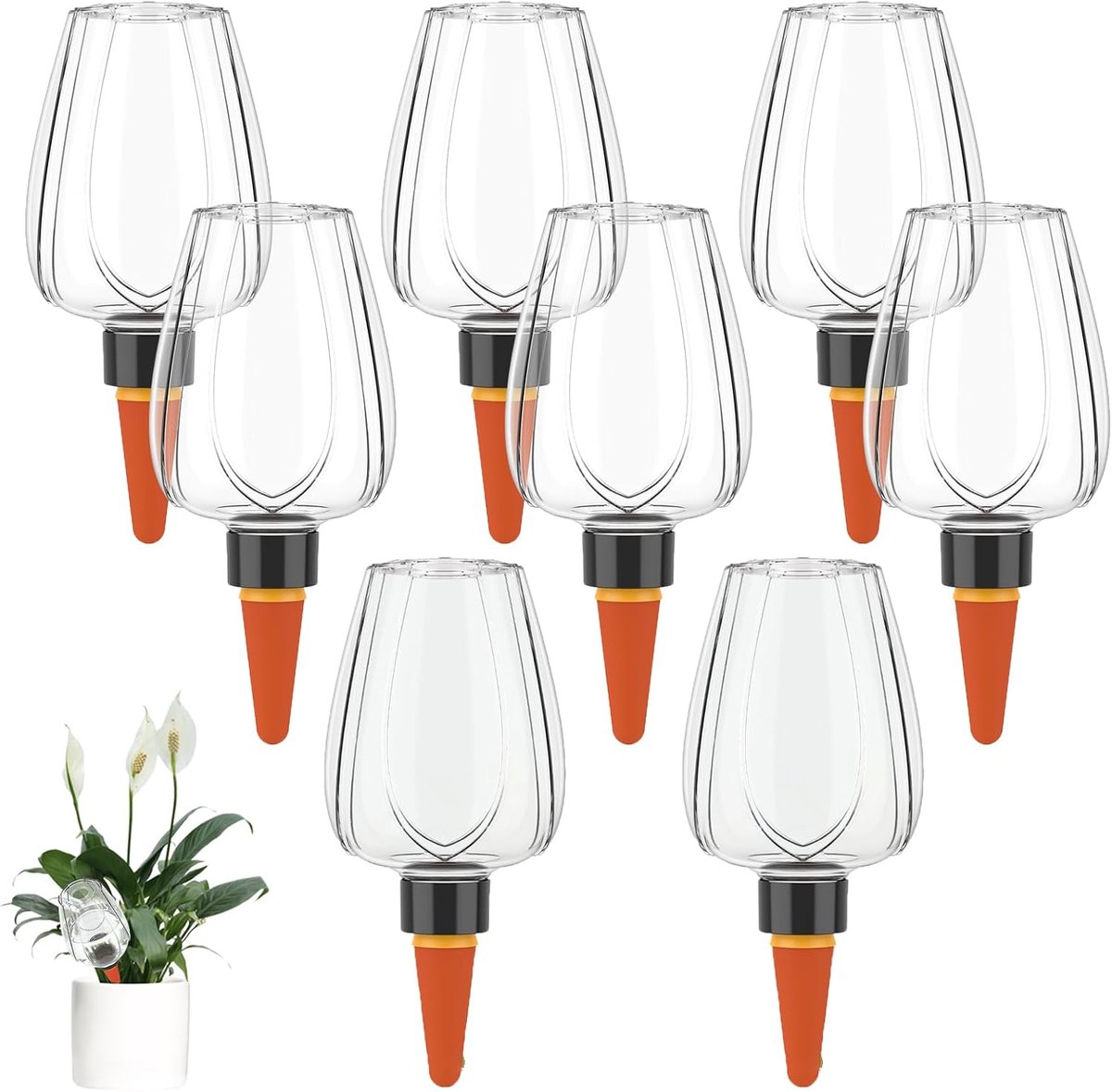 4/8 stuks irrigatieballen, planten, automatische irrigatie, waterdispenser, 350 ml, irrigatiesysteem, plantenirrigatie, zelfbewatering voor binnen, balkon, buiten (8 stuks, transparant)