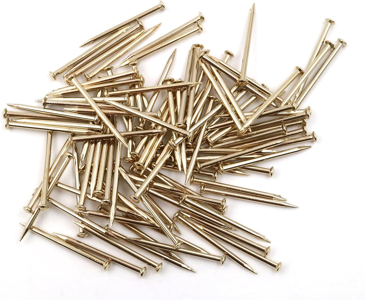 100x stalen pennen stalen plint pennen nagel 1,5 x 25 mm lenskop messing