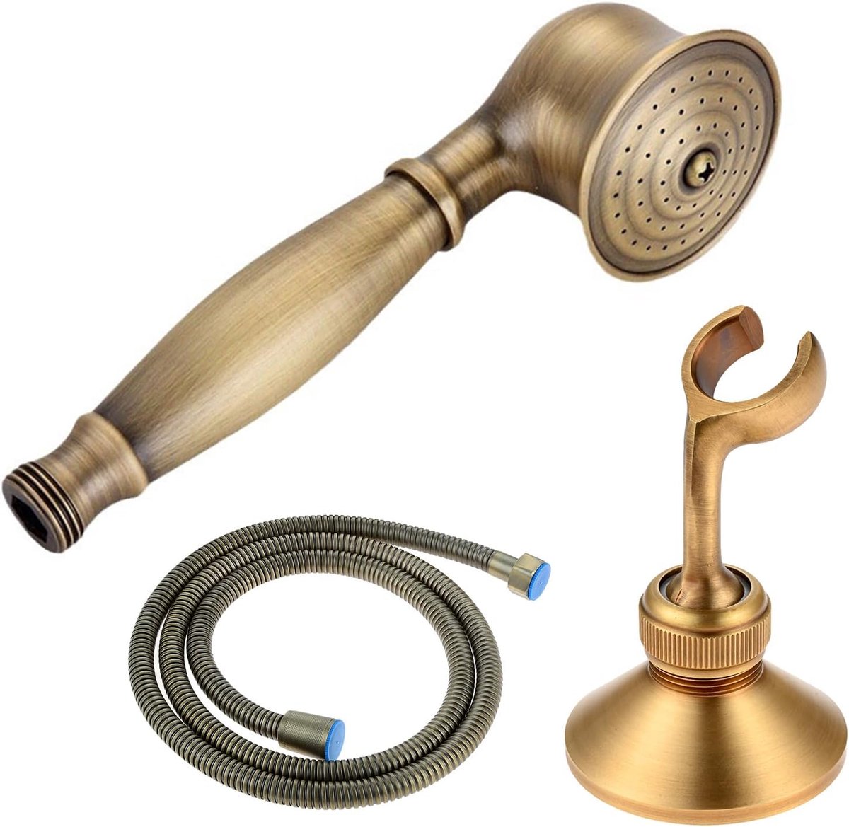 Retro doucheset messing goud met 1,5 m slang en houder