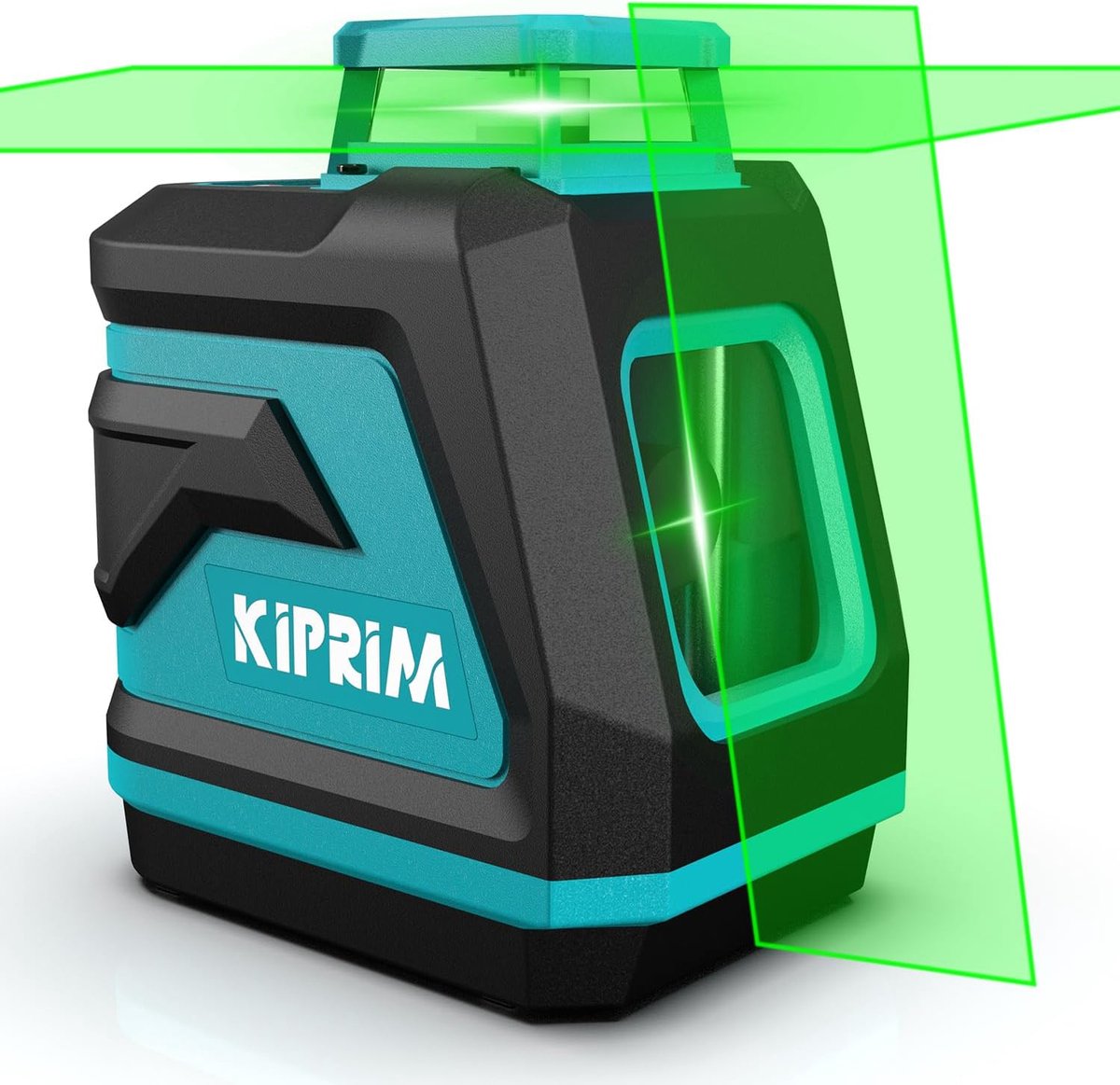 SnelShoppen - Kiprim LV8D Groen Laserwaterpas met 360° Dekking, 5 Laserlijnen, Verstelbare Helderheid, Hand/Autonoom/Pulsmodus, Inclusief Batterijen e