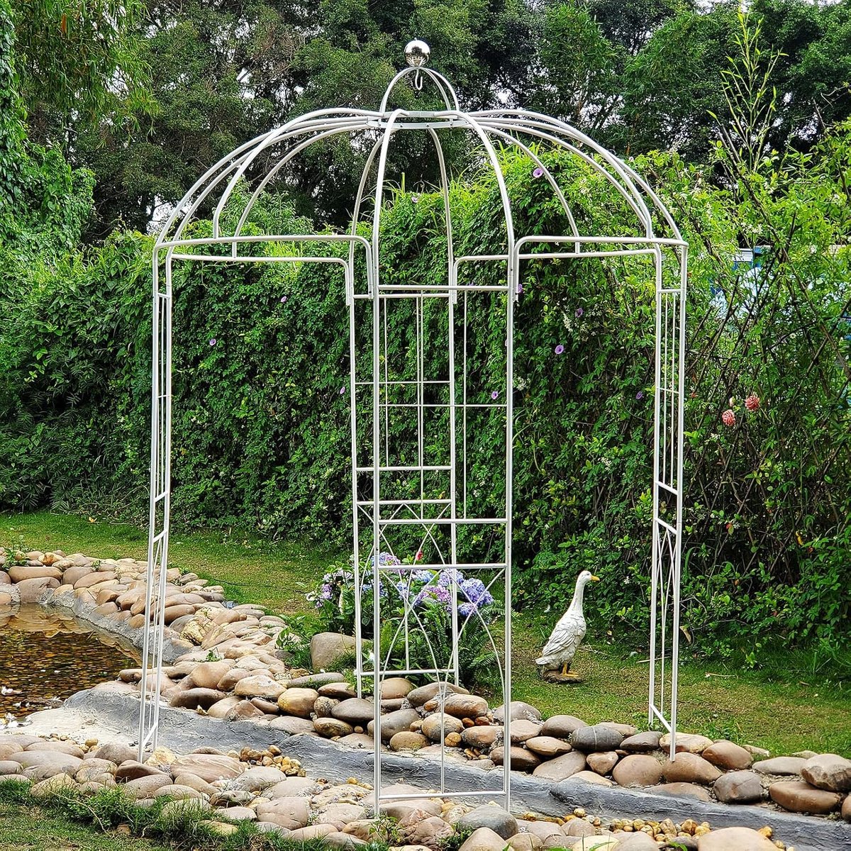 Franse stijl rozenboog klimhulp rozen tuinboog beugel rozen houder klimplanten 271 x 207 x 207 cm wit