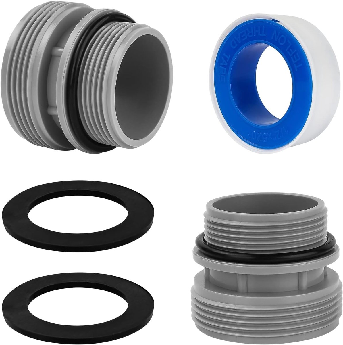 4560 Zwembadslangadapterset, zwembadpomp, slangadapter voor 40 mm naar 1 1/2 inch, zwembadslangadapter met afdichting, slang compatibel met Intex, Coleman filterpompen