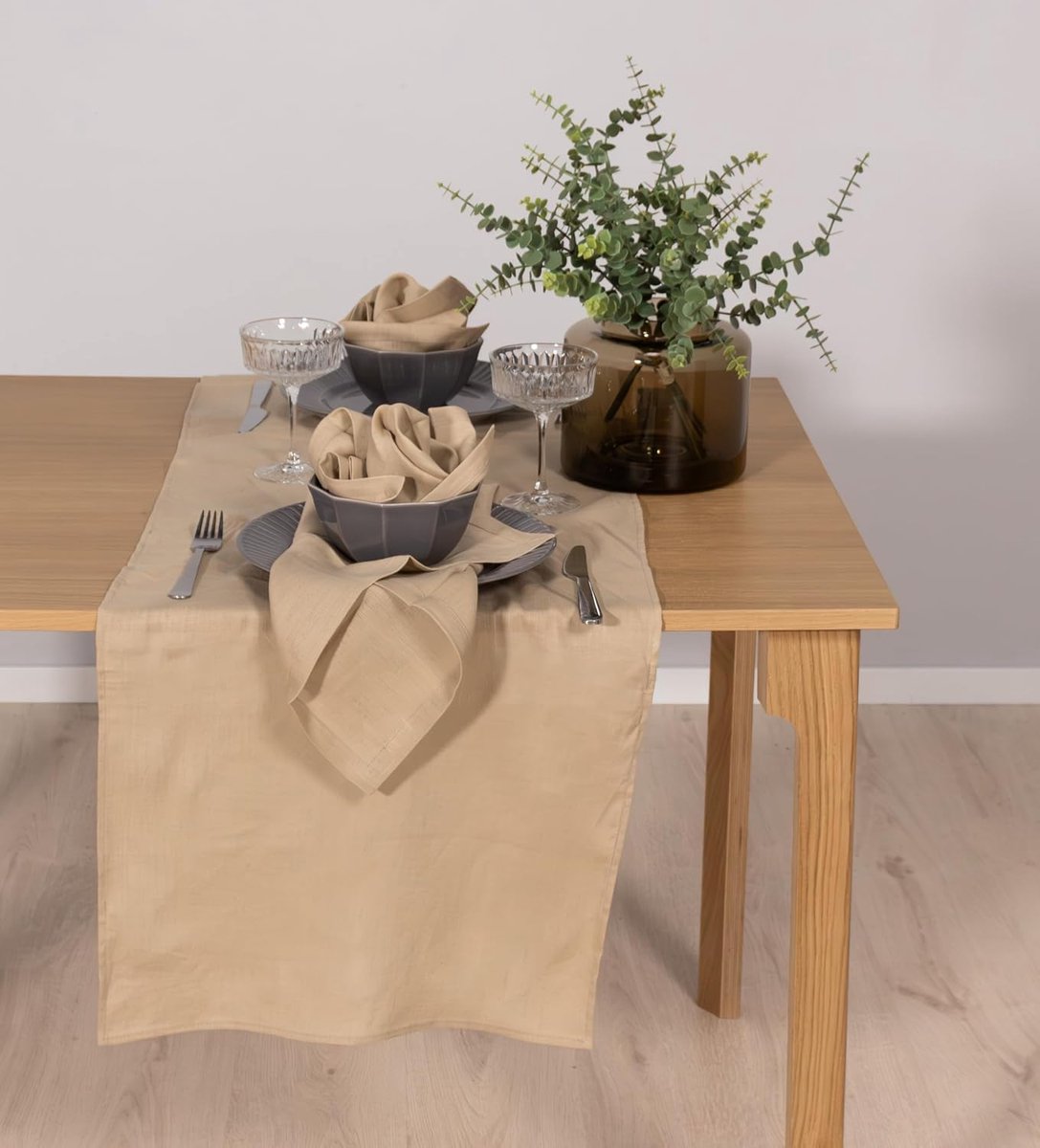 Tafelloper, 100% linnen, hoogwaardige stof, voor keukentafel en eettafel, natuurlijke elegantie voor je huis (lichte mosterd, 40 x 150 cm)