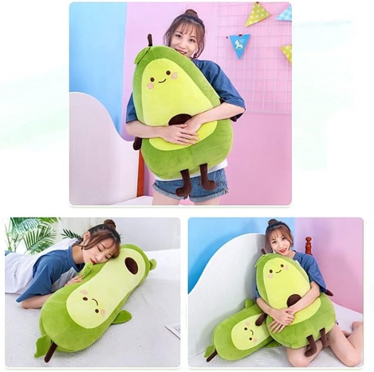 Pluche Speelgoed - Alligator Peer, Groene Avocado Simulatie, Slaapkussen, Vakantie Warm Cadeau (90cm)
