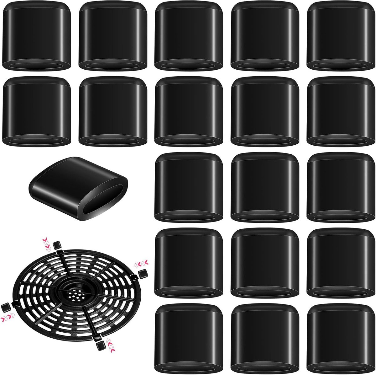 20 stuks rubberen buffers voor luchtfriteuse, 0,8 cm sokkel, luchtfriteuse, rubberen buffers, M8 rubberen buffers, heteluchtfriteuse, siliconen onderdelen, accessoires voor luchtfriteuse
