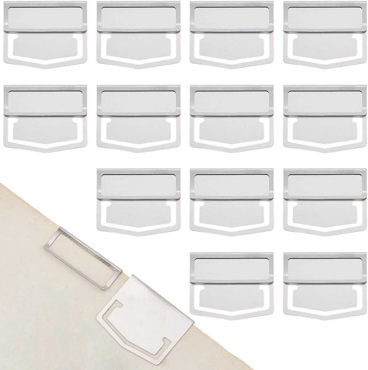 24 Stuks Metalen Bladwijzer Pagina Clip Index Clips 1,1x1,4 Inch Zilver Label Roestvrij Staal Retro Boek Pagina Lijn Markers Planner Klemmen Accessoire voor Bookish Lezen Notebook Kantoor