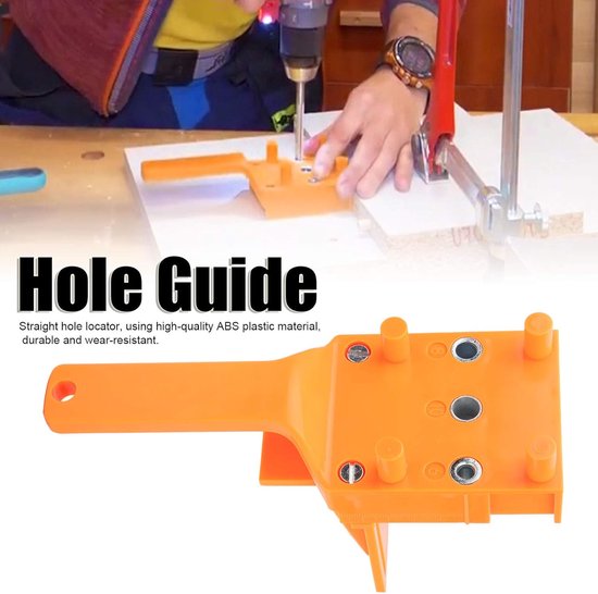 deuvelgatboorgeleider, 6 8 10 mm deuvelmal Handheld zelfcentrerende zakgatmal Gereedschap voor rechte gaten Werken Houtbewerking Boren Markering(Oranje) — afbeelding 3