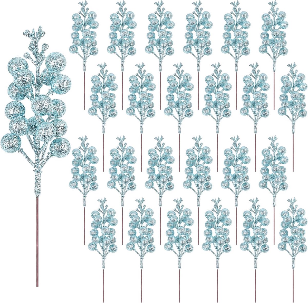 24 stuks decoratie bessen blauwe kunstbessen blauw bordeaux verzamelde hulst bessen takken bessen bessen bessen stelen voor kerstboom winterseizoen