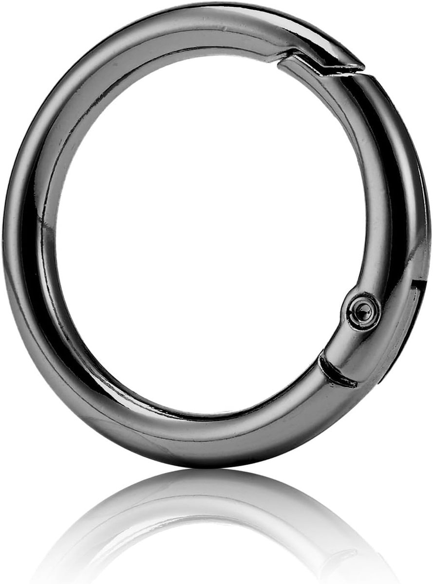 8 stuks ronde karabijnringen, O-ring, metalen ronde veersplitringen voor handtassen, sleutelhangers, gespen, tassen, portemonnees (gunmetal, 38 mm)