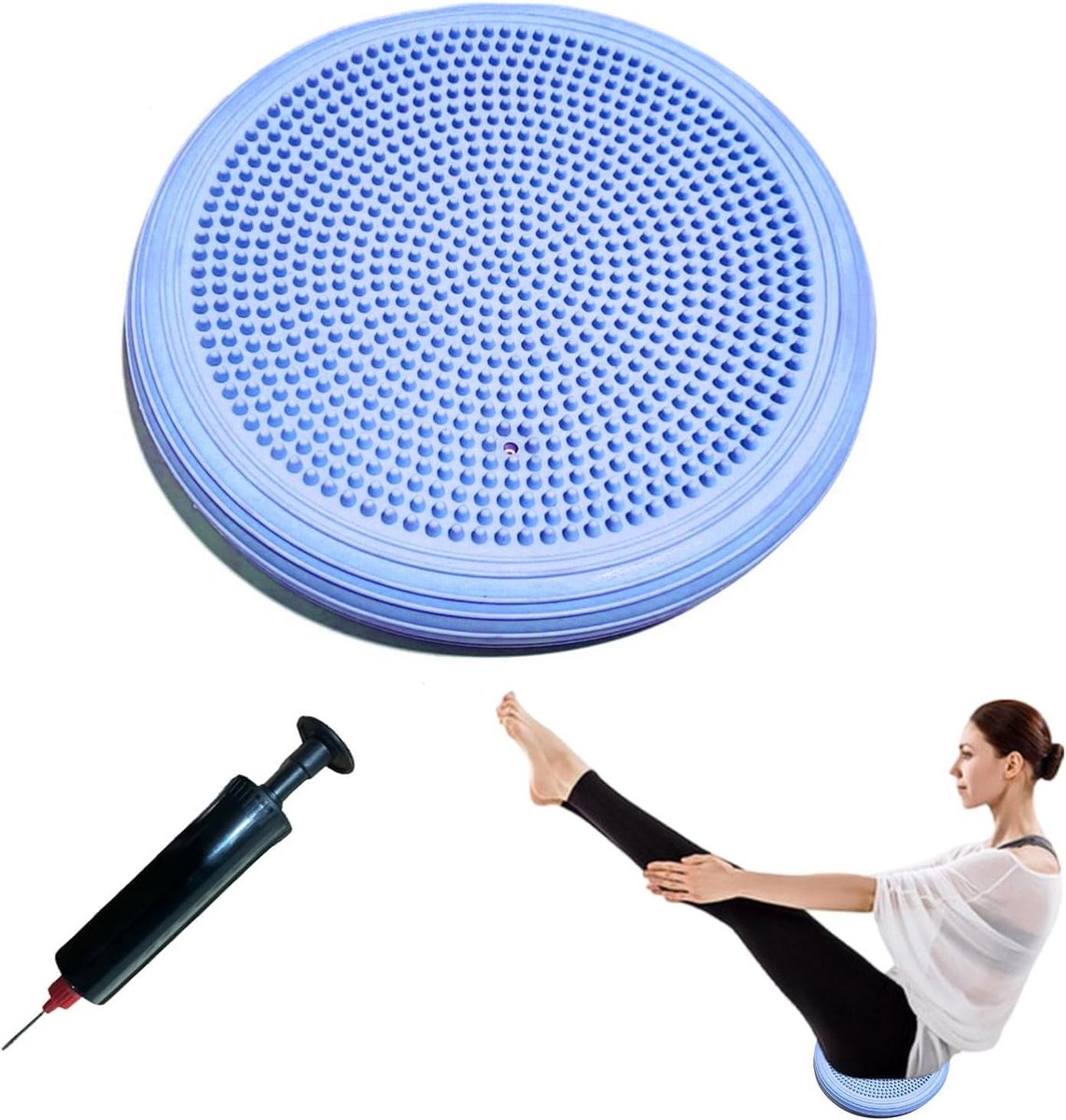 Balanskussen met pomp, diameter 34 cm, balanskussen, orthopedisch balanskussen, luchtkussen, voor yoga, fitness