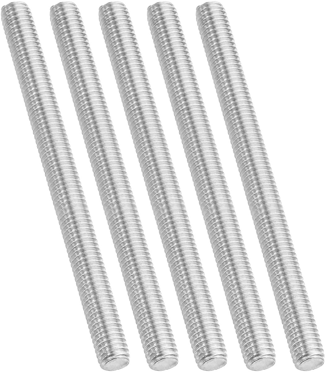 3/8"-16 UNC volledige schroefdraadstang roestvrij staal 304, 5 stuks lange rechtse schroefdraad schroef voor bouten anker klemmen haak U-bouten