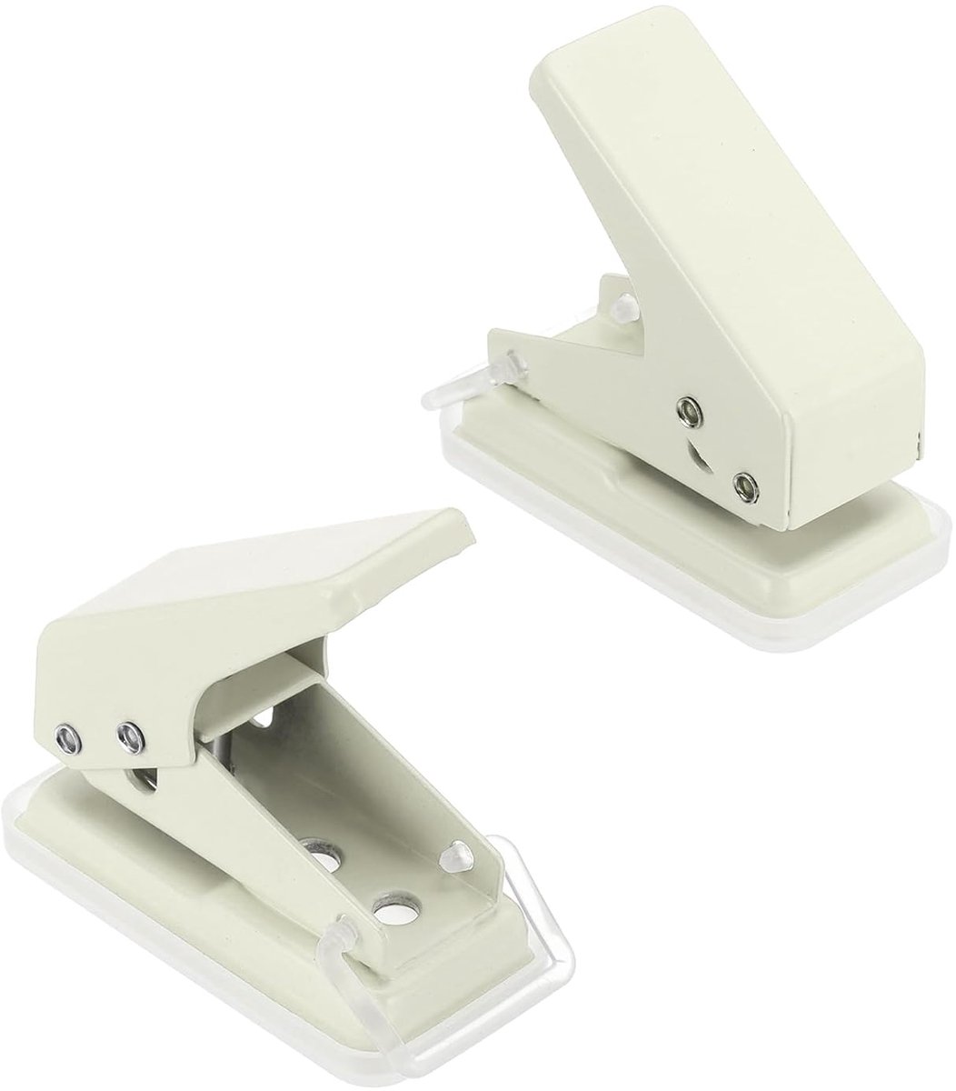 1/4 inch eengatpons, 2 stuks mini draagbare kleine perforator, 6 vellen gatcapaciteit, metaal, papierstans voor dag, knutselen, scrapbook, ticket, beige