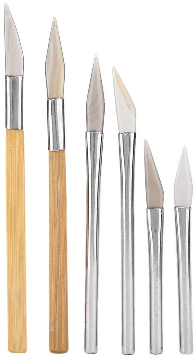 Burnishers, Agaat Mes Polijstgereedschap Ambachtelijke Polijstgereedschappen voor Goud Zilver Sieraden Maken Carving Edelmetaal Met Bamboe Ijzer Sieraden
