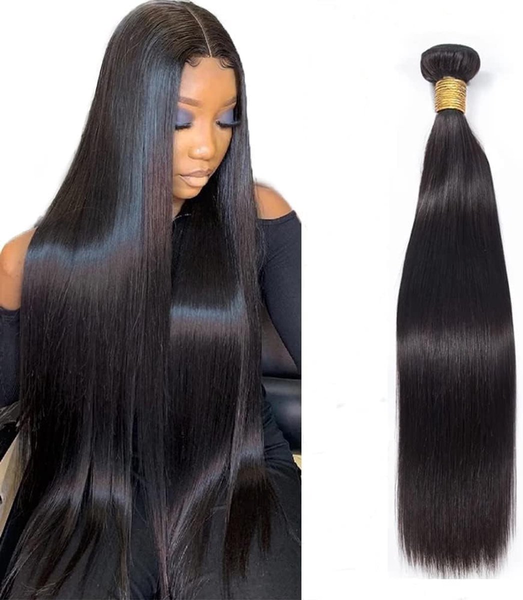 Straight Human Hair Single One Bundle Straight Unprocessed streng van echt mensenhaar 12 INCH