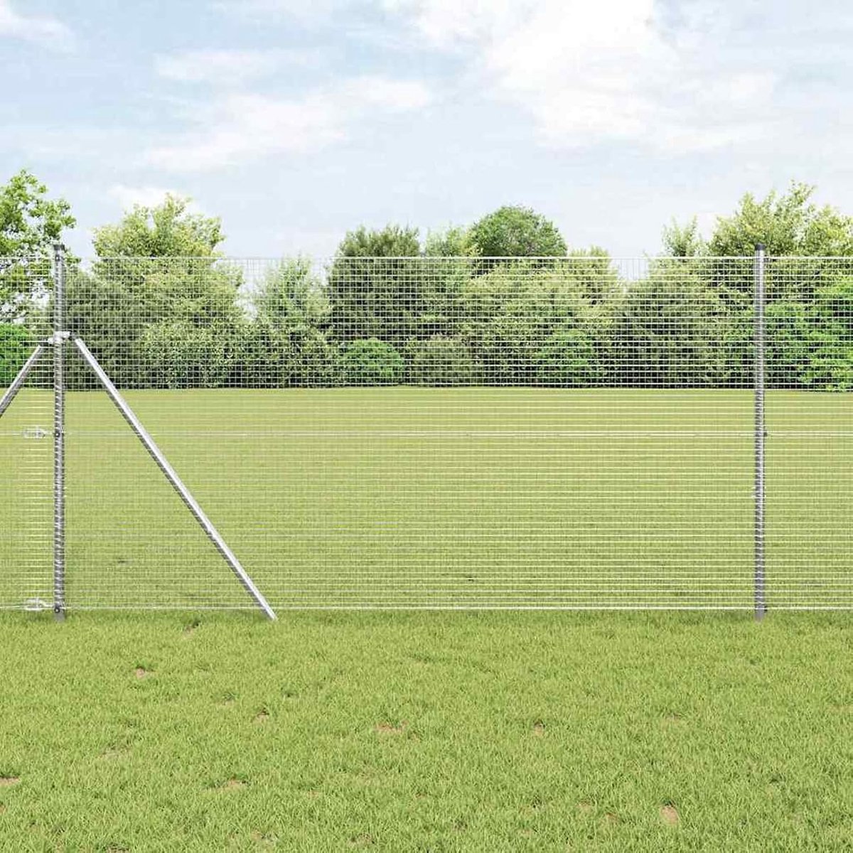 Gelaste draadomheining 1,4 x 10 m verzinkt staal, hekstangen gaashek draadomheining tuinhek voor binnenplaats, kippenhok wilgenhek, 42004899