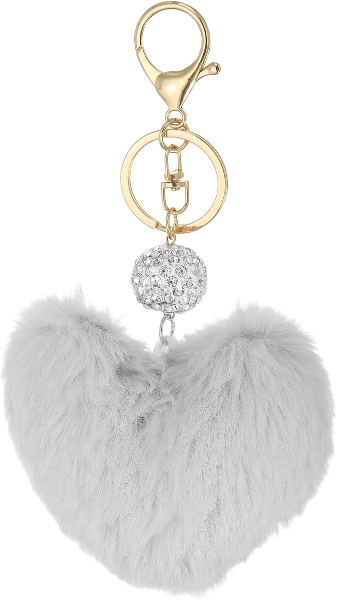 Faux Fur Pom Pom Sleutelhanger, Kunstmatige Leuke Bladerdeeg Bal Sleutelhanger Hart Pluizige Charm Pluche Hanger Kettingen voor Portemonnee Rugzak Autosleutel Tas Tote Handtas