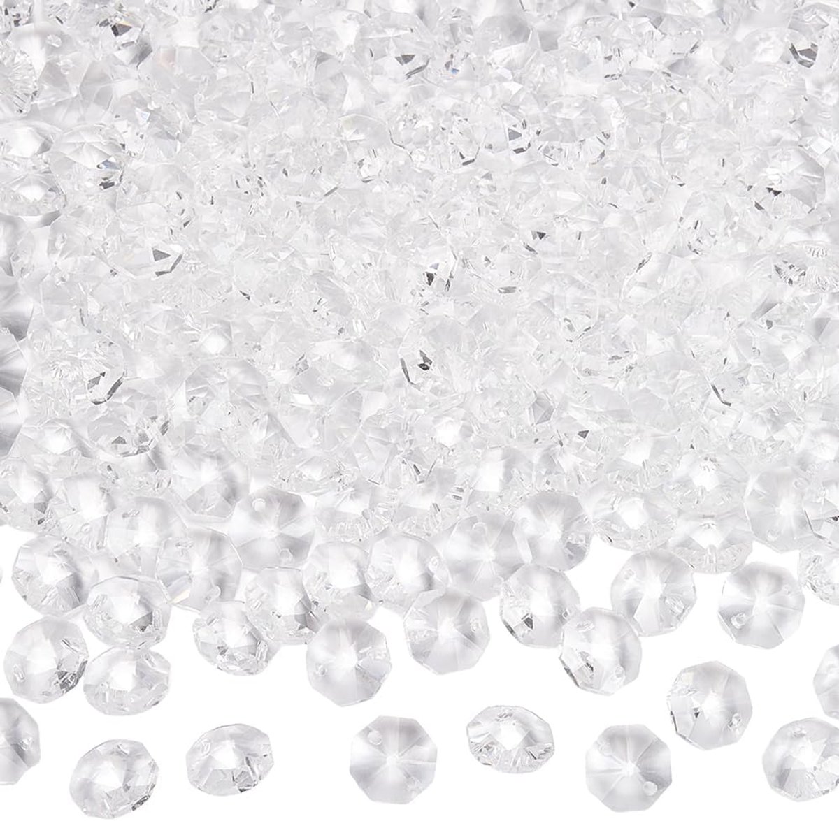 Kralen bulk prisma kristal kraal 14mm 2 gat kristallen kroonluchter vervangende onderdelen Links Sun Catcher Facet kralen voor DIY Lamp Opknoping Hanger