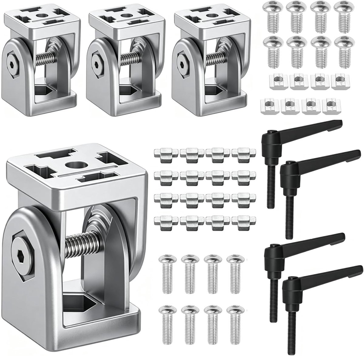 Set van 4 verbindingsstukken, voor aluminium profiel 40 x 40 aluminium profiel | Aluminium profiel aluminium hoek hoek hoek zwart scharnierconnector 40x40