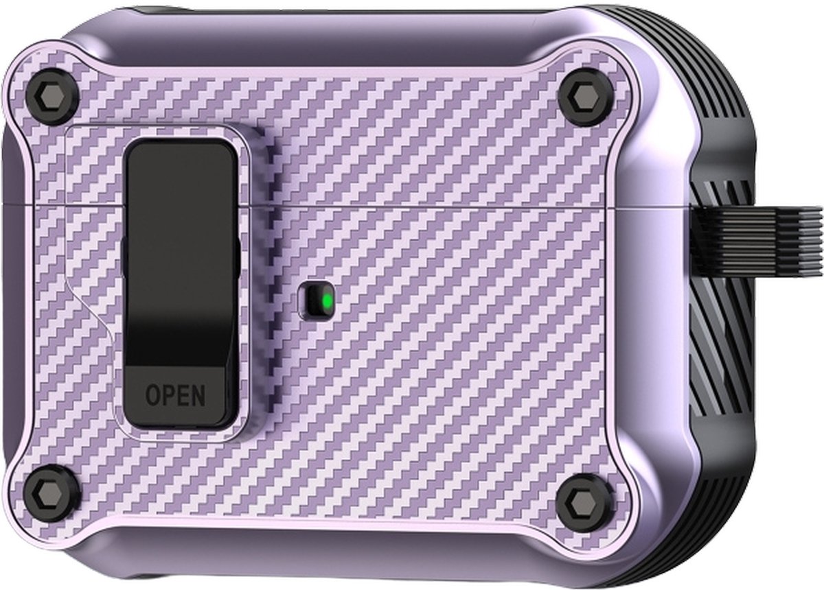 Mobigear Hoesje geschikt voor Apple AirPods Pro 1 Hardcase Hoesje | Mobigear Racing Clip - Paars