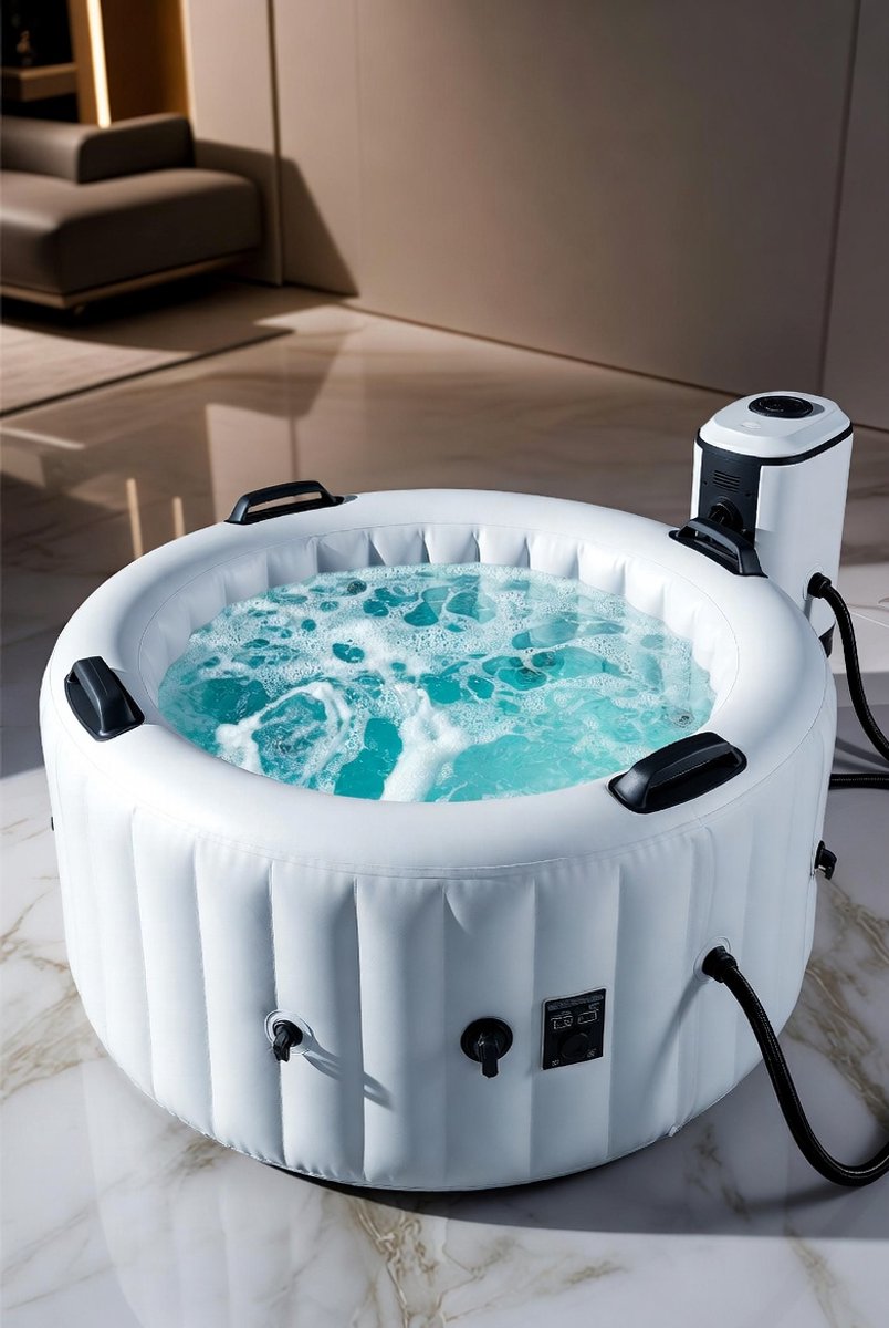 4-Persoons Opblaasbare Whirlpool Ø150 x 65 cm | De Vormvaste Spa met DropStitch-PVC, 125 Luchtjets, Verwarmbaar tot 40°C & Zelfopblazend Systeem – Medahomestore