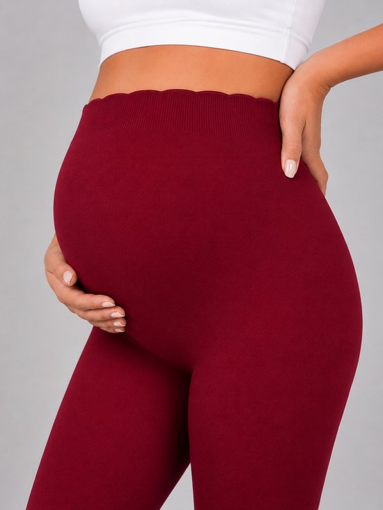 SparkNine Bellyflex zwangerschap legging - S - rood - hoge taille - rekbaar - maternity - geribbelde tailleband - stijlvol & ademend — afbeelding 3