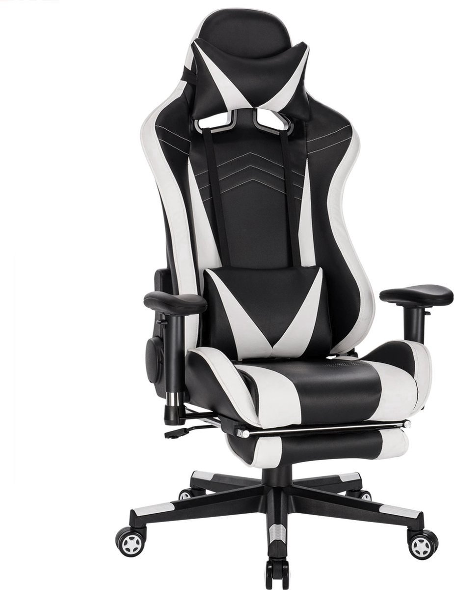 Gaming Stoel Wit - Verstelbaar, Ergonomisch en Kunstleer - Voor Eetkamer, Keuken en Woonkamer
