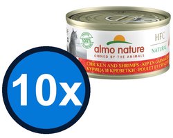 10x Almo Nature HFC - Kip & Garnaaltjes - Kattenvoer Natvoer - 70g