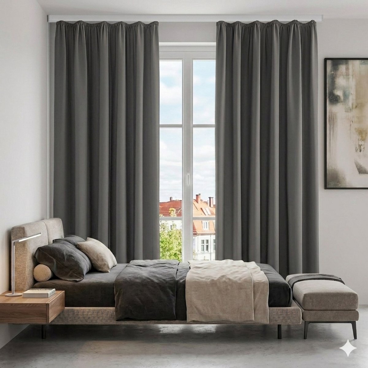 Maison Elara Tuingordijn met lusgordijn 155x240 cm - Waterdicht & Winddicht - Zonwering Inkijkbescherming voor Pergola/Terras/Paviljoen - Donkergrijs