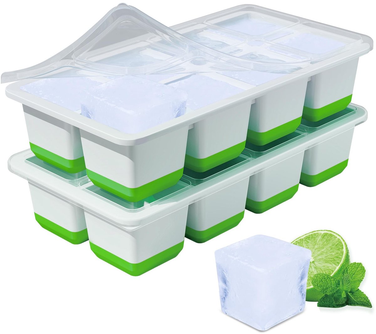 Dailygoods - IJsblokjesbak - 2 Stuks Grote IJsblokjesvormen met Deksel