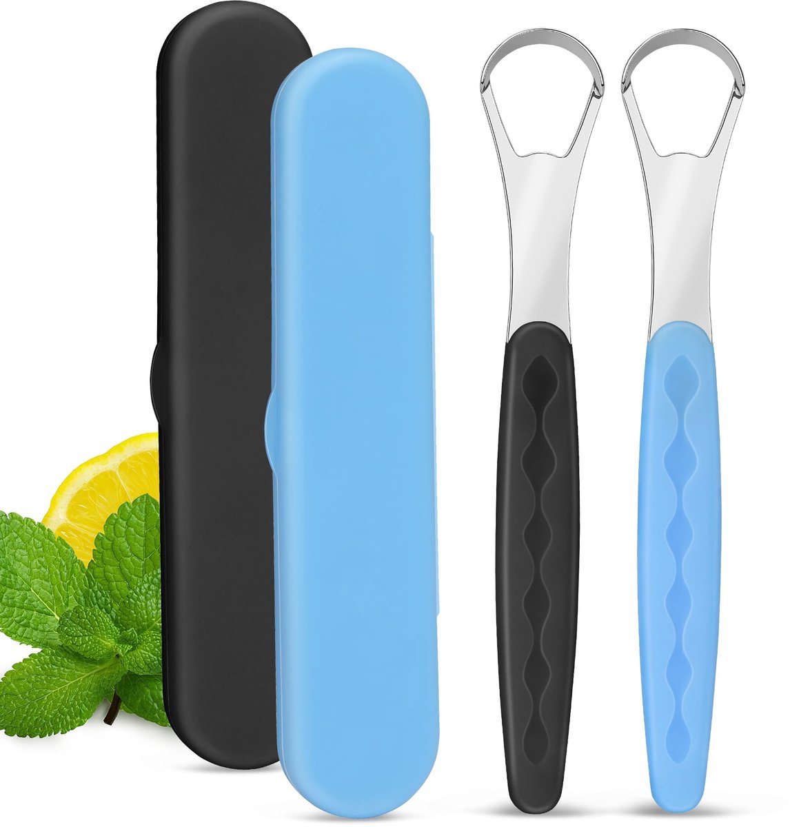 Dailygoods - 2 Stuks Tongue Scraper - Tongschraper met Opbergdoosje voor Mondhygiëne
