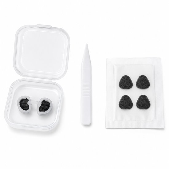 Xenovia neusfilters, inclusief opbergdoosje, pincet en 4 zwarte, actieve koolstoffilters.