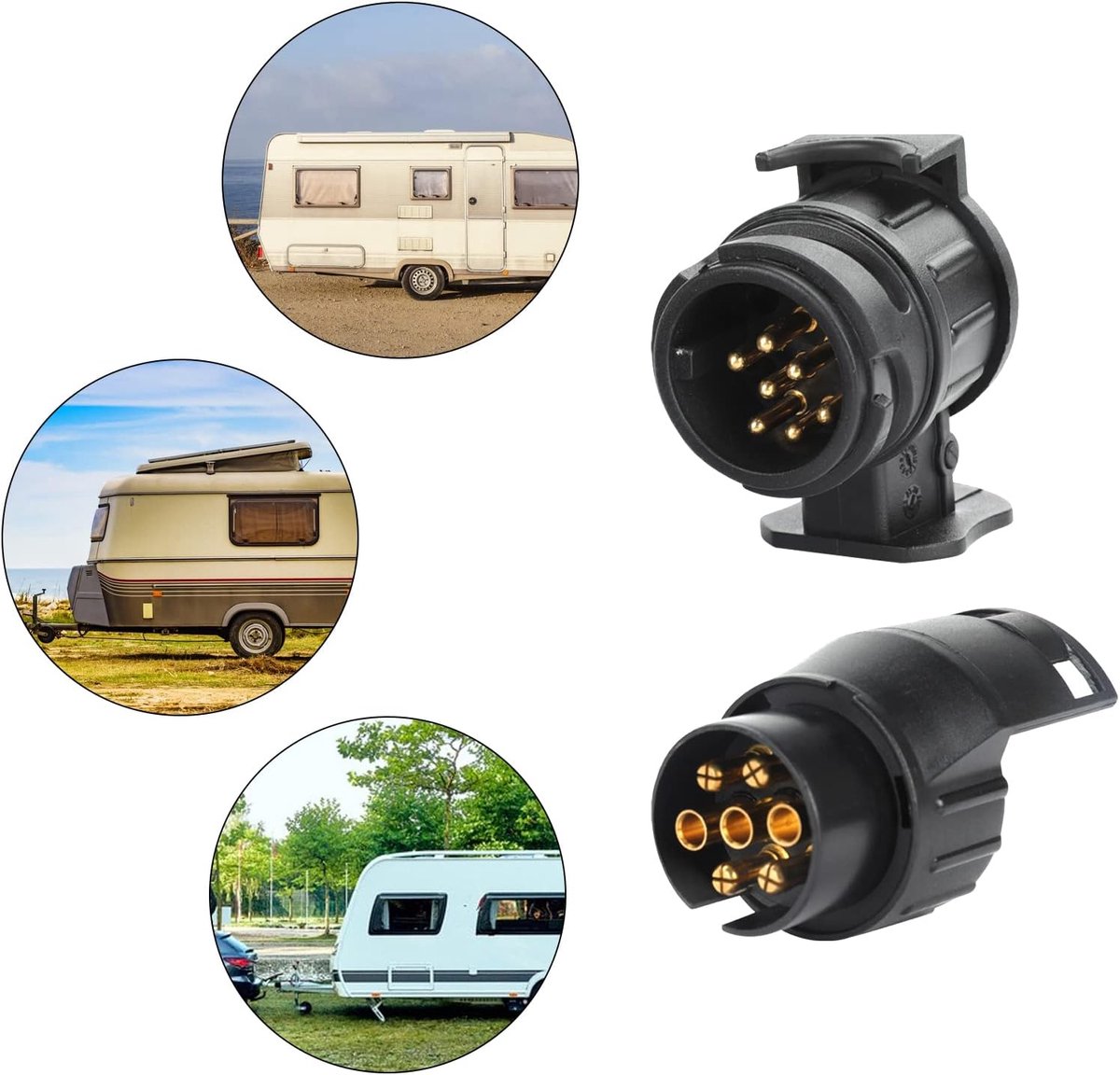 Aanhangerstekkeradapter - Kunststof en Messing - Waterdicht - Universele Geschiktheid - Voor Caravans en Voertuigen