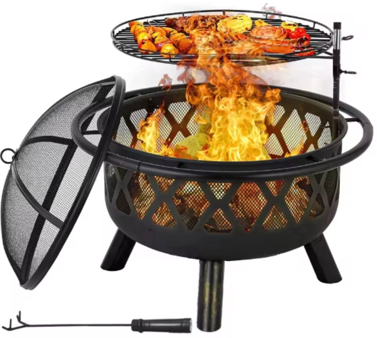 Barbecue 76CM - Vuurschaal, Tuinhaard en Sfeerhaard - Geschikt voor Buiten, Tuin en Camping
