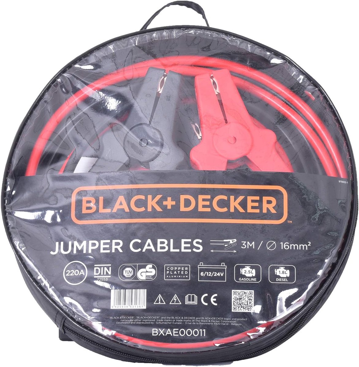 Startkabels - 16 mm2 - Lengte 3 meter - Koper bekleed - Voor Auto's