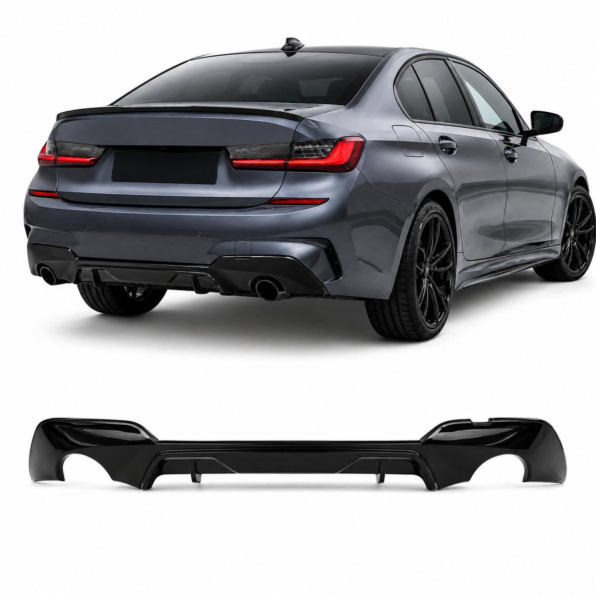 Diffuser Geschikt Voor BMW 3 Serie G20/G21 met M Pakket Vanaf 2018 - Glanzend Zwart Achterbumper Diffuser