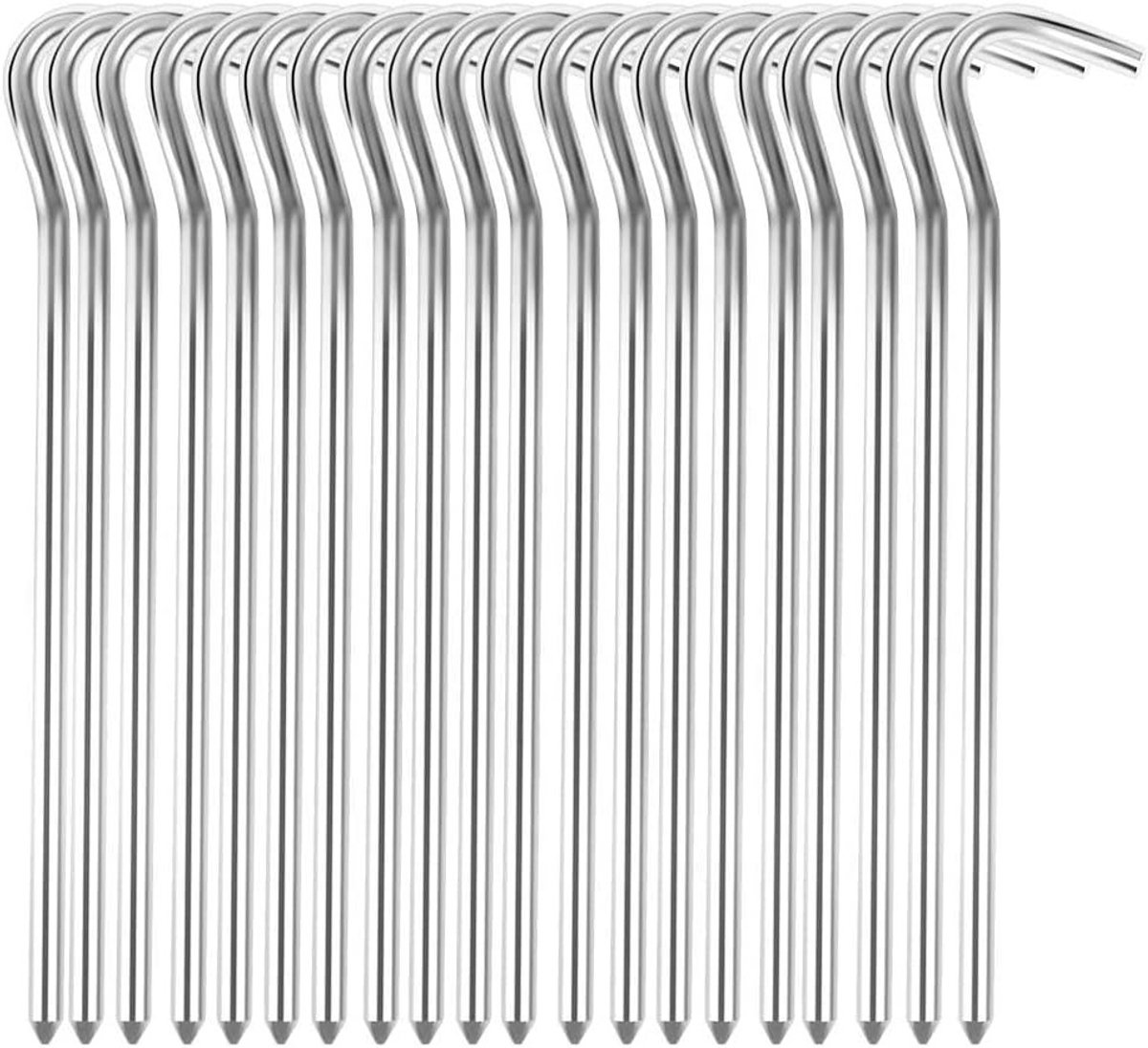 Set van 20 Aluminium Tentstaken van 18 cm - Ideaal voor Kamperen, Tuinieren en Tentaccessoires, Stevige en Lichtgewicht Pegs