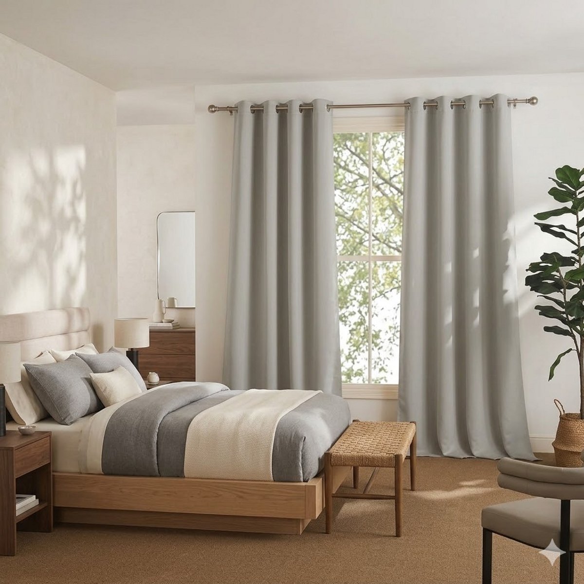 Maison Elara Verduisterend Gordijn Set van 2 - Oogringen - Zware Stof - 140 x 245 cm - Ecru - Geluids- en Koude-isolerend voor Slaapkamer