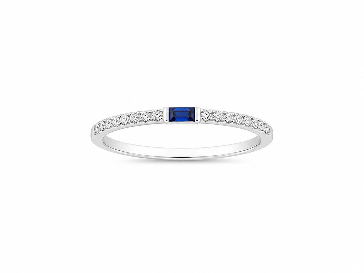 ring met blauwe zirkonia steen rechthoek