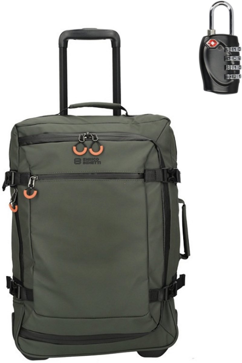Handbagage Koffer 55x35x20 cm - Trolley Wieltas - Olijf Groen - Met TSA Hangslot