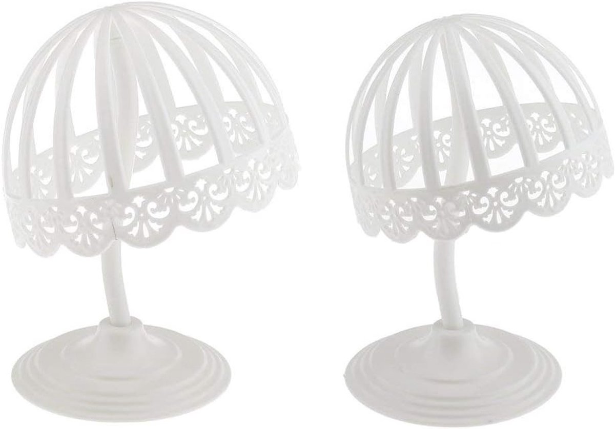 Wighouder voor Kinderen - Set van 2 - Wit Plastic - 45 cm - Ideaal voor Haarstyling en Salons