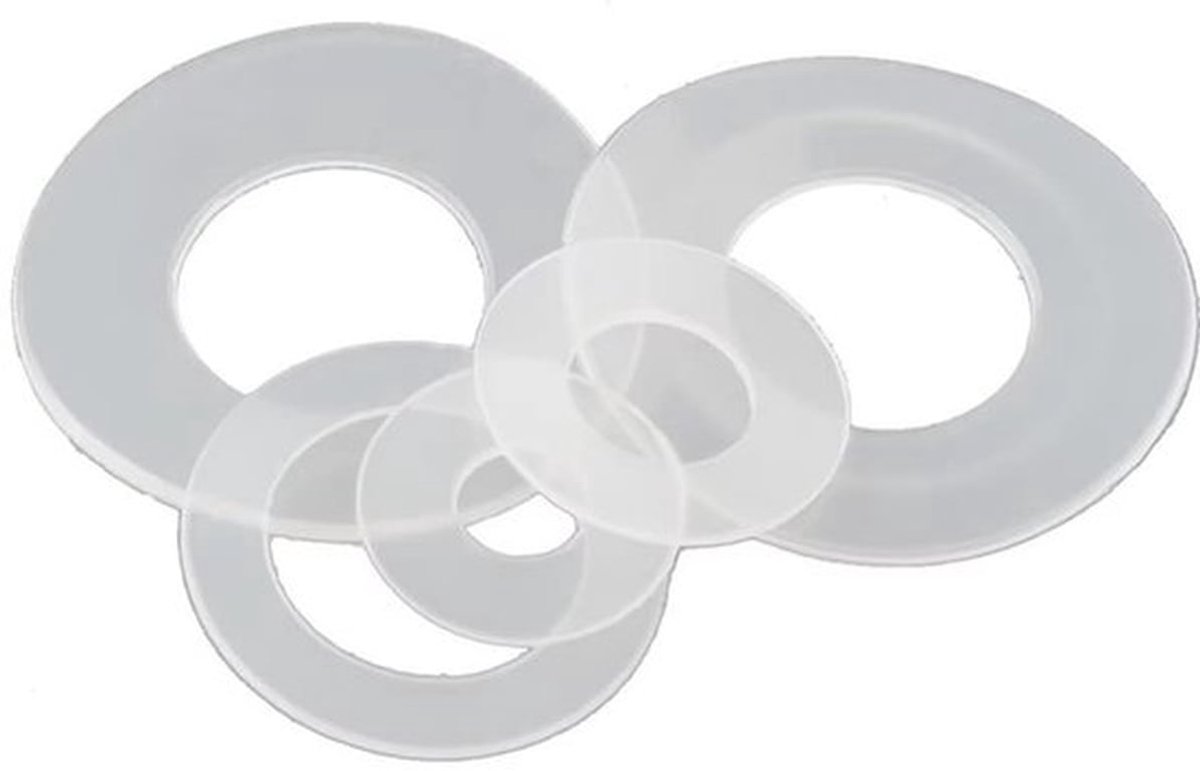 Kunststof sluitringen - Sluitringen voor bevestiging - Helder nylon - M4 x 8,5 x 1,0 mm - 200 stuks - Geschikt voor sanitair en automobiel