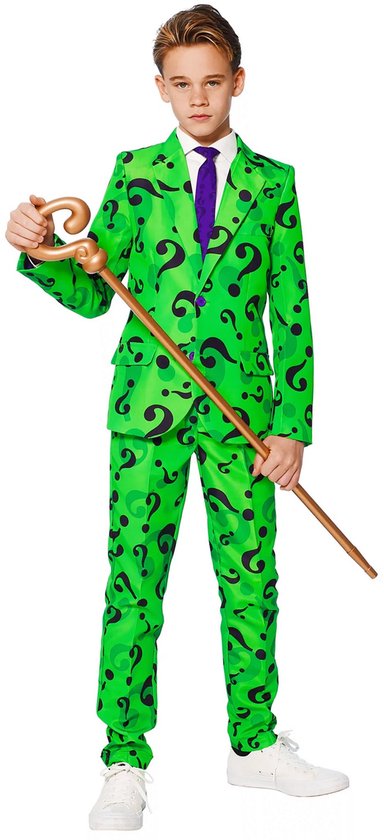 Suitmeister The Riddler - Jongens Pak - Halloween Kostuum - Verkleedkleding - Batman DC Comics - Groen - 14-16 jaar - Maat XL