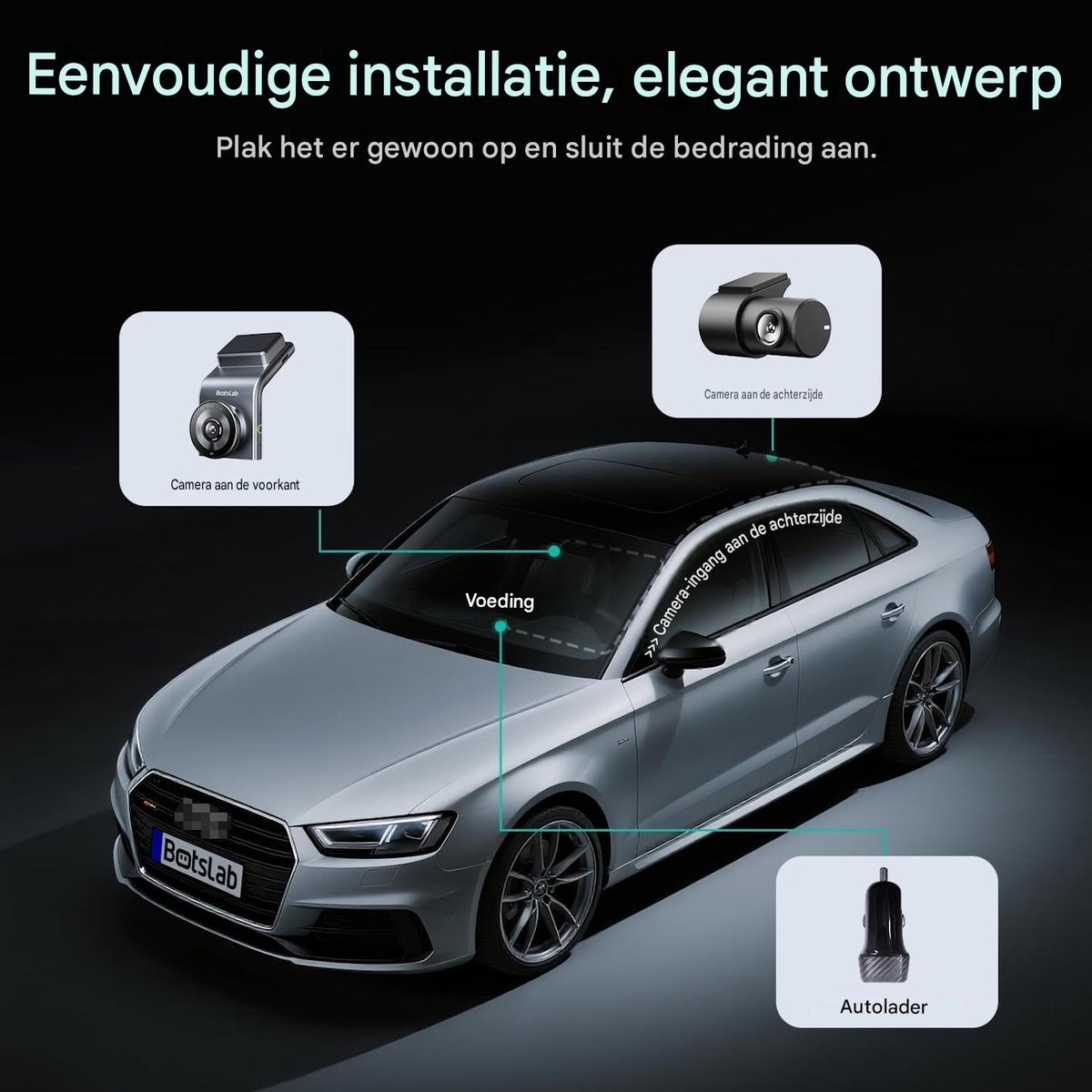 Botslab Dashcam - 4K resolutie + FullHD achtercamera - Night vision met Sony Starvis 2 sensor - App bediening met Wifi - GPS ingebouwd - 2,0 inch LCD - Dubbele dashcam met -Spraakbediening-24/7 parkeerbewaking- inclusief 64gb Micro SD kaart thumbnail 4