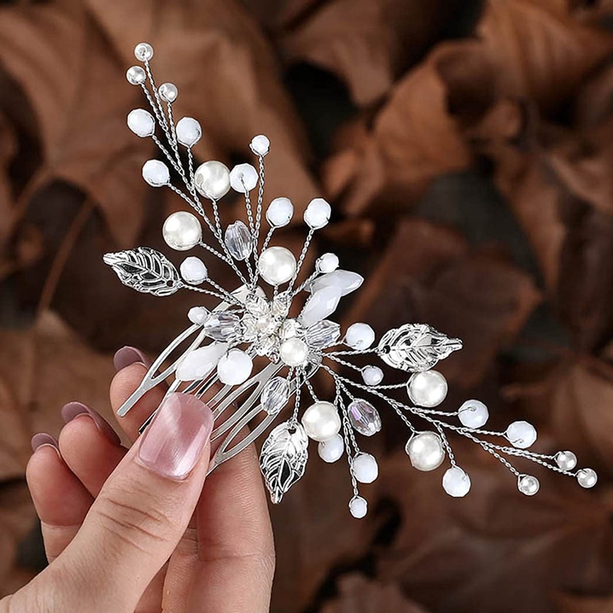 Solidchoice - Bruids Haarcombs met Bloemen en Parels