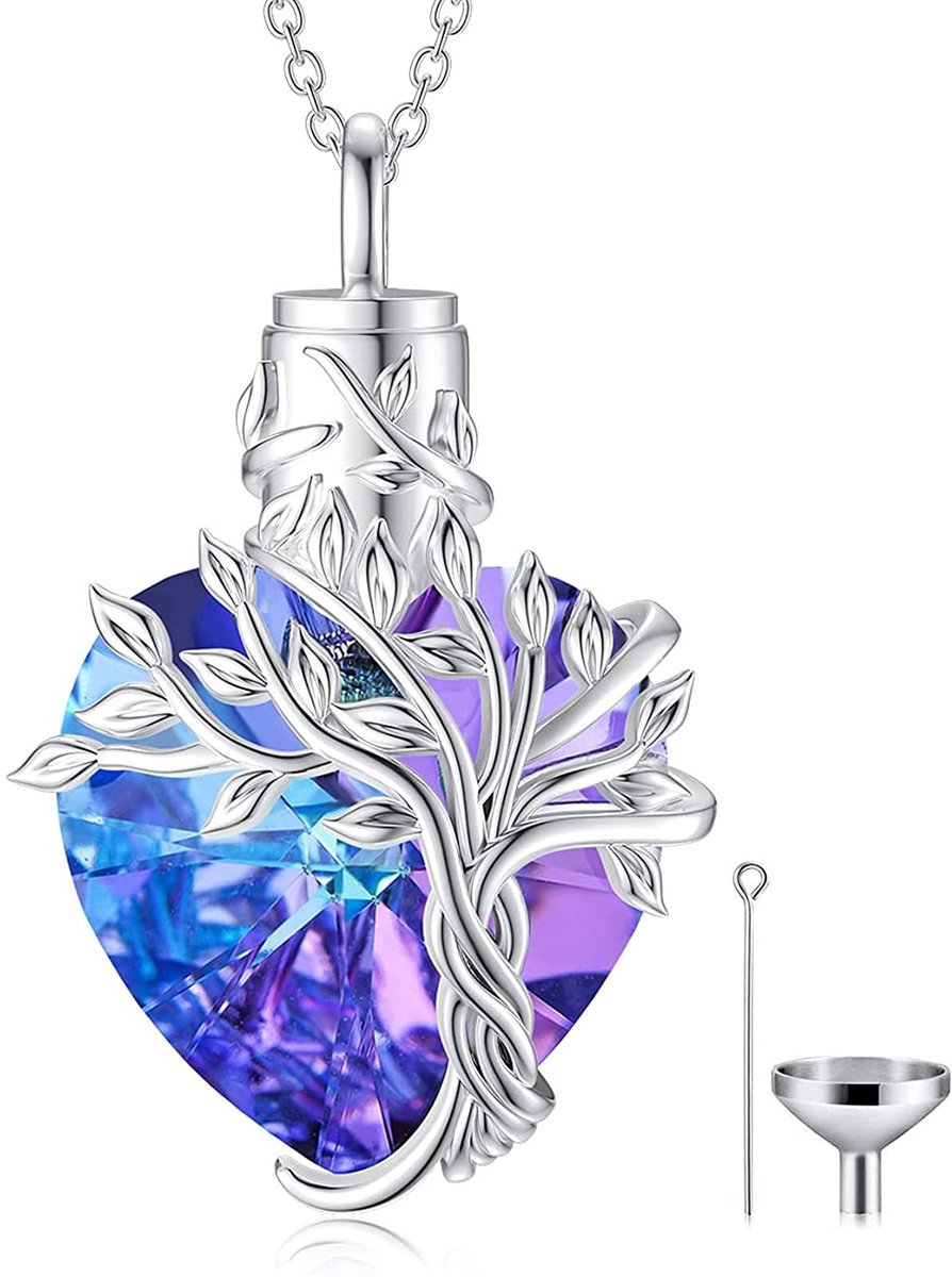 Solidchoice - Sterling Zilveren Tree of Life Urn Ketting voor As met Crystal